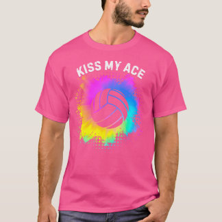 Kiss My Ace Volleyball Player Coach Pun Tie Dye T-Shirt