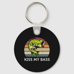 Kiss My B Cute Vintage B Fishing Design Key Ring