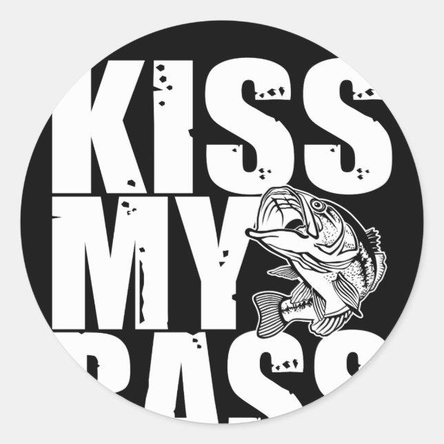 Kiss My Bass Large Mouth Bass Fishing Classic Round Sticker (Front)