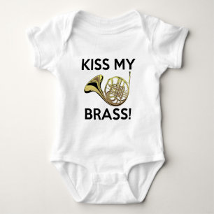 Kiss My Brass, French Horn Baby Bodysuit