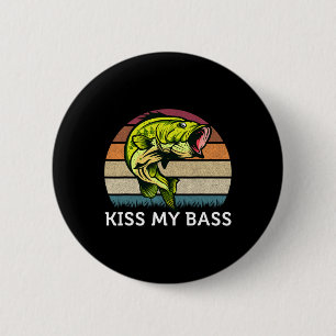Kiss My Byss Cute Vintage Byss Fishing Design 6 Cm Round Badge