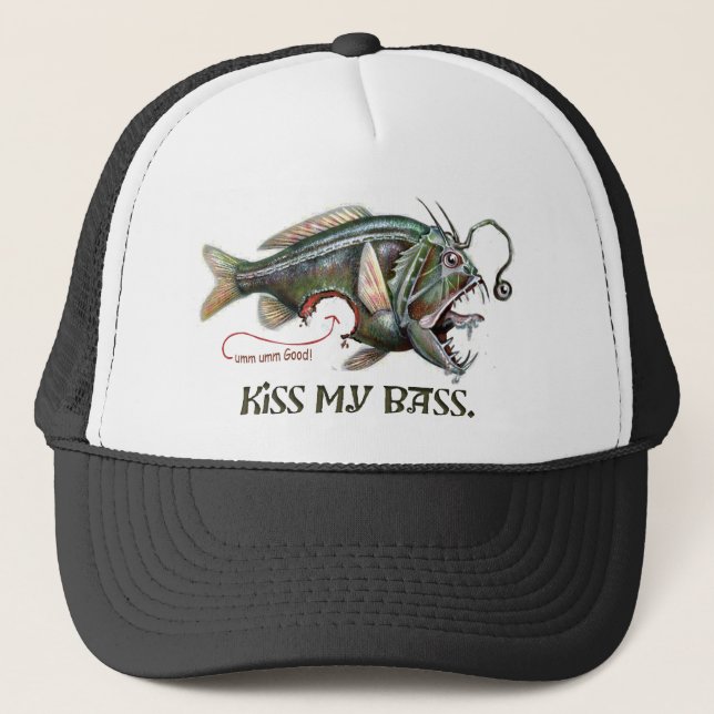 Kiss My Delicious Bass by Mudge Studios Trucker Hat (Front)