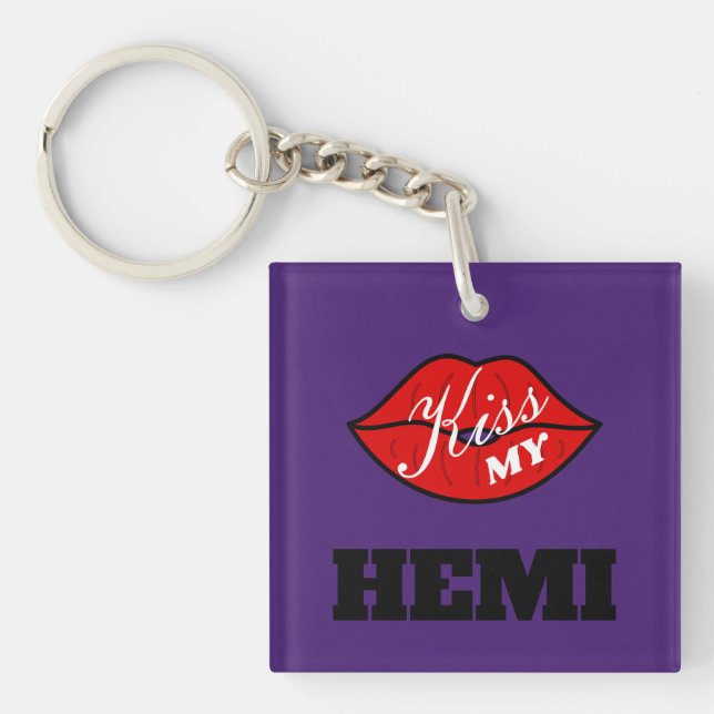 Kiss My Hemi Power Plum Crazy Challenger Key Ring (Front)
