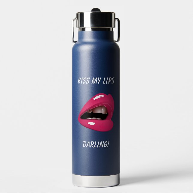 Kiss My Lips Darling - LGBTQ Water Bottle (Front)