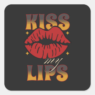 Kiss my Lips - funny shirt - Rock 'N' Roll Postcar Square Sticker