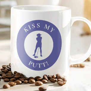 Kiss My Putt Funny Golfer Humour Silhouette Purple Coffee Mug