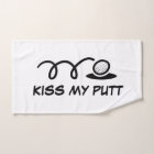 Kiss my putt funny hand towel for golfer