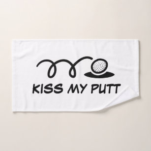 Kiss my putt funny hand towel for golfer