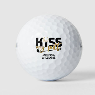 Kiss My Putt Monogram Gold Golf Balls