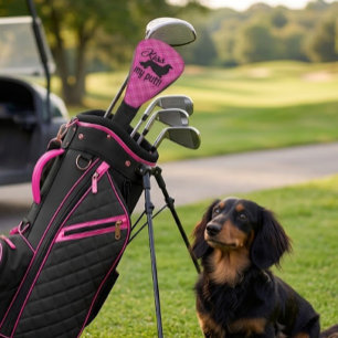 Kiss My Putt Plaid Dachshund Wood Golf Head Cover