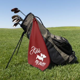 Kiss My Putt Red Wiener Dog Cheeky Golf Towel