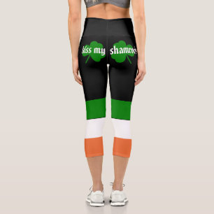 Kiss my Shamrocks St. Patrick's Day Capri Leggings