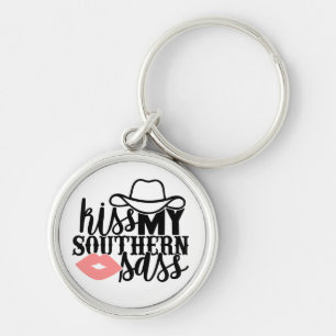 kiss My Southern Sass Funny Western Cowgirl Key Ring