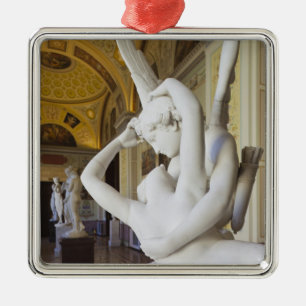 Kiss of Cupid and Psyche, by Antonio Canova 2 Metal Tree Decoration