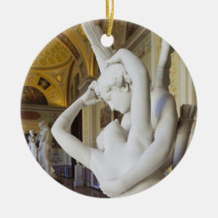 Kiss of Cupid and Psyche, by Antonio Canova Ceramic Tree Decoration