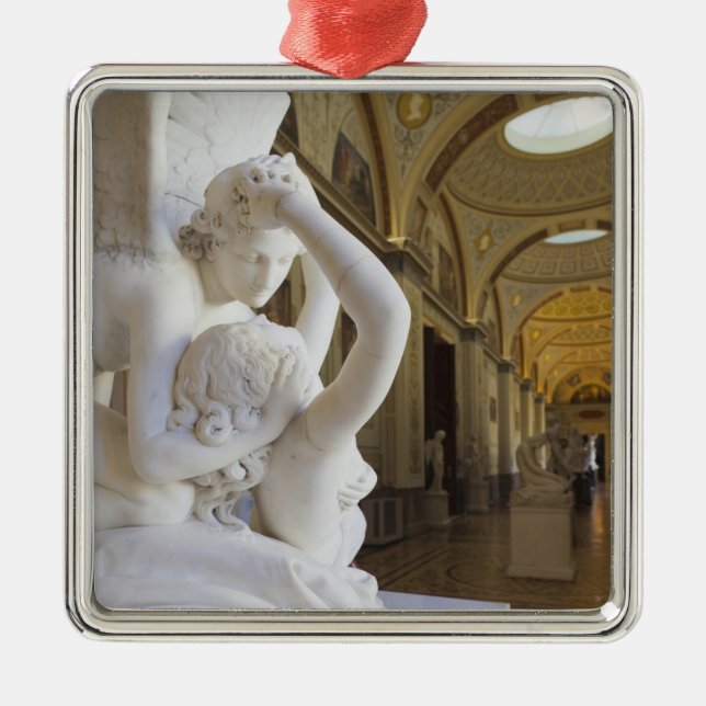 Kiss of Cupid and Psyche, by Antonio Canova Metal Tree Decoration (Front)