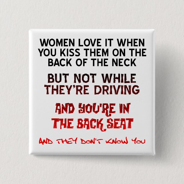 Kiss On The Neck Funny Button Badge Pin (Front)