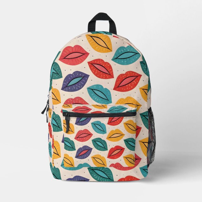 kiss pattern printed backpack (Front)