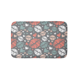 Kiss Print And Heart Pattern Bath Mat