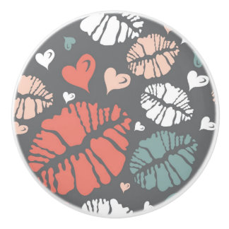 Kiss Print And Heart Pattern Ceramic Knob