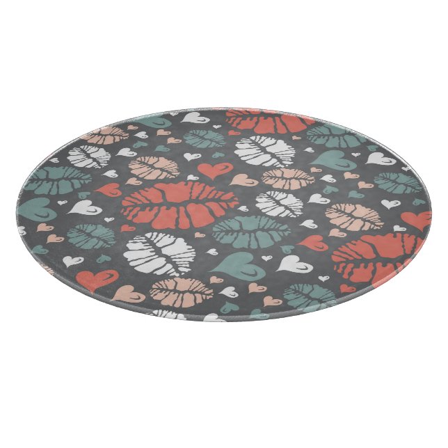 Kiss Print And Heart Pattern Cutting Board (Corner)