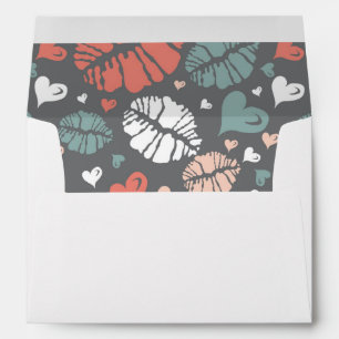 Kiss Print And Heart Pattern Envelopes
