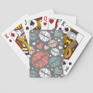 Kiss Print And Heart Pattern Playing Cards