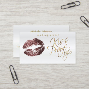 Kiss Proof Lips - Dark Rose Glitter Business Card