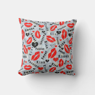 Kiss, red lips. cushion