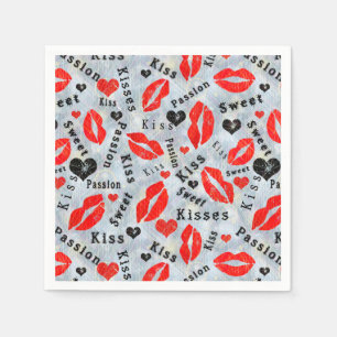 Kiss, red lips. napkin