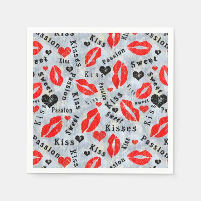 Kiss, red lips. napkin (Front)