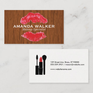 Kiss Stain Lipstick   Wood Texture Business Card
