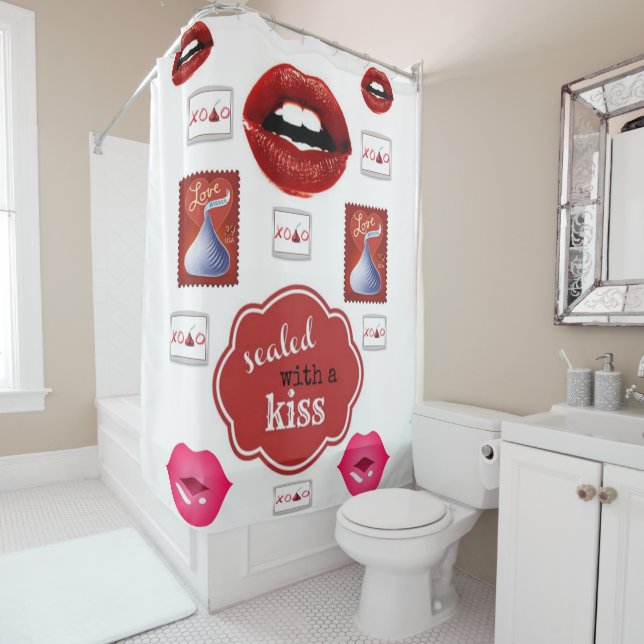 Kiss teenager's shower curtain (In Situ)