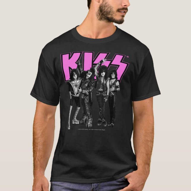KISS ® The Band - Pink, Black and White Version Cl T-Shirt (Front)