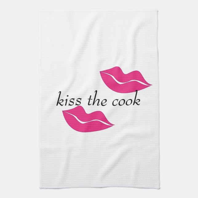      kiss the cook big lips  modern design,   tea towel (Vertical)