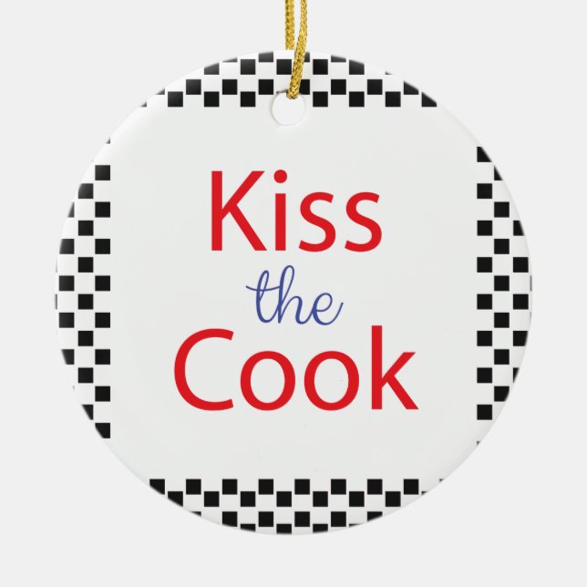 Kiss The Cook Ceramic Tree Decoration (Front)