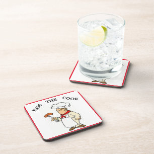 "KISS THE COOK" CHEF COASTER
