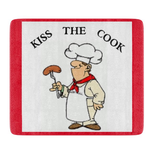 "KISS THE COOK" CHEF CUTTING BOARD (Front)