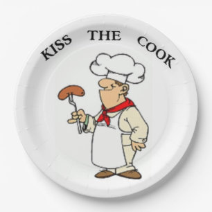 "KISS THE COOK" CHEF PAPER PLATE