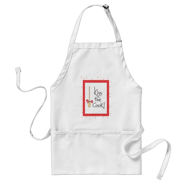 Kiss the Cook cooking apron with spoon and bow (Front)