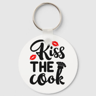Kiss the Cook, Cooking, Baking, Chef Baker Kitchen Key Ring