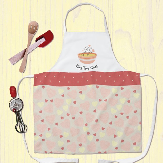 Kiss The Cook Cosy Kitchen Hearts Adult Apron (Creator Uploaded)