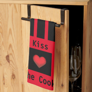 Kiss the Cook Customisable Red Kitchen Towel