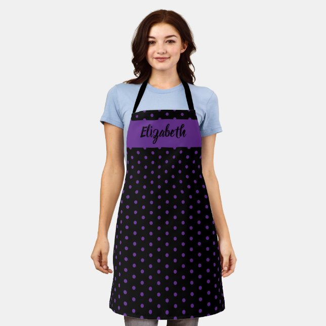Kiss The Cook Food Chef Kitchen Baker Polka Dots Apron (Worn)