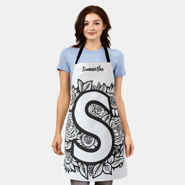 Kiss The Cook Food Chef Kitchen BBQ Baker Monogram Apron (Worn)