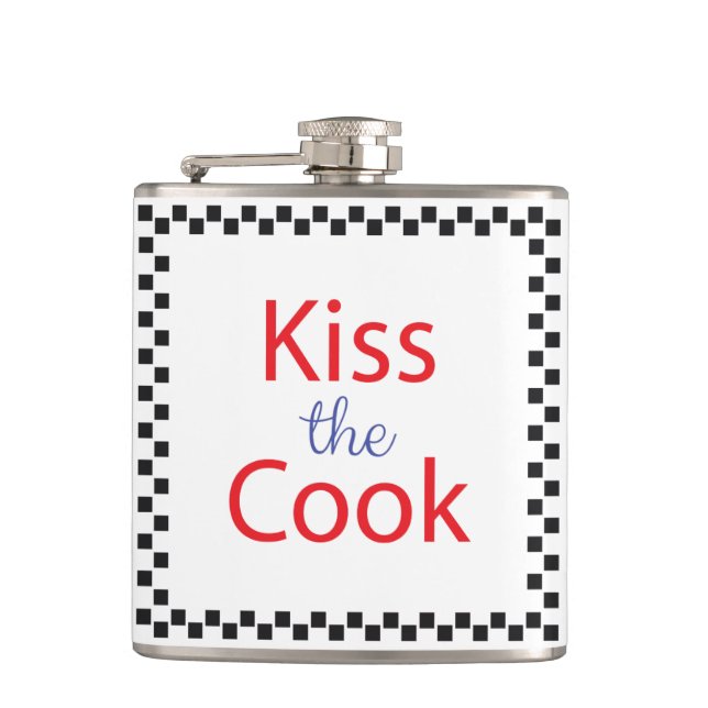 Kiss The Cook Hip Flask (Front)