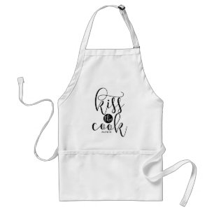 Kiss the Cook   Modern Calligraphy Personalised Standard Apron