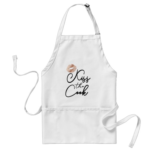 Kiss the Cook Modern Script Rose Gold Lips XOXO Standard Apron (Front)