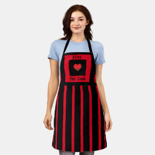 Kiss the Cook Red & Black Apron (Medium)