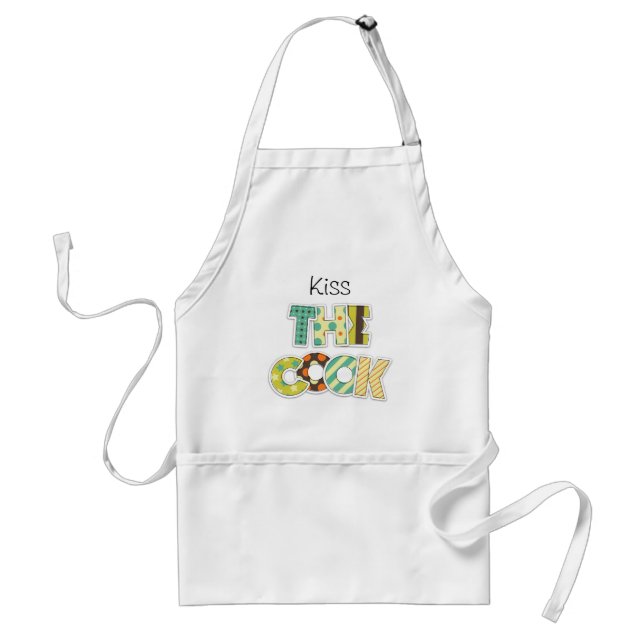 Kiss The Cook Retro Letters Custom Apron (Front)